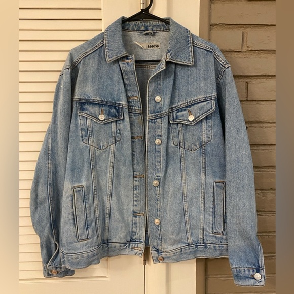 Topshop Jackets & Blazers - Topshop MOTO Light Blue Denim Jean Jacket RUNS BIG